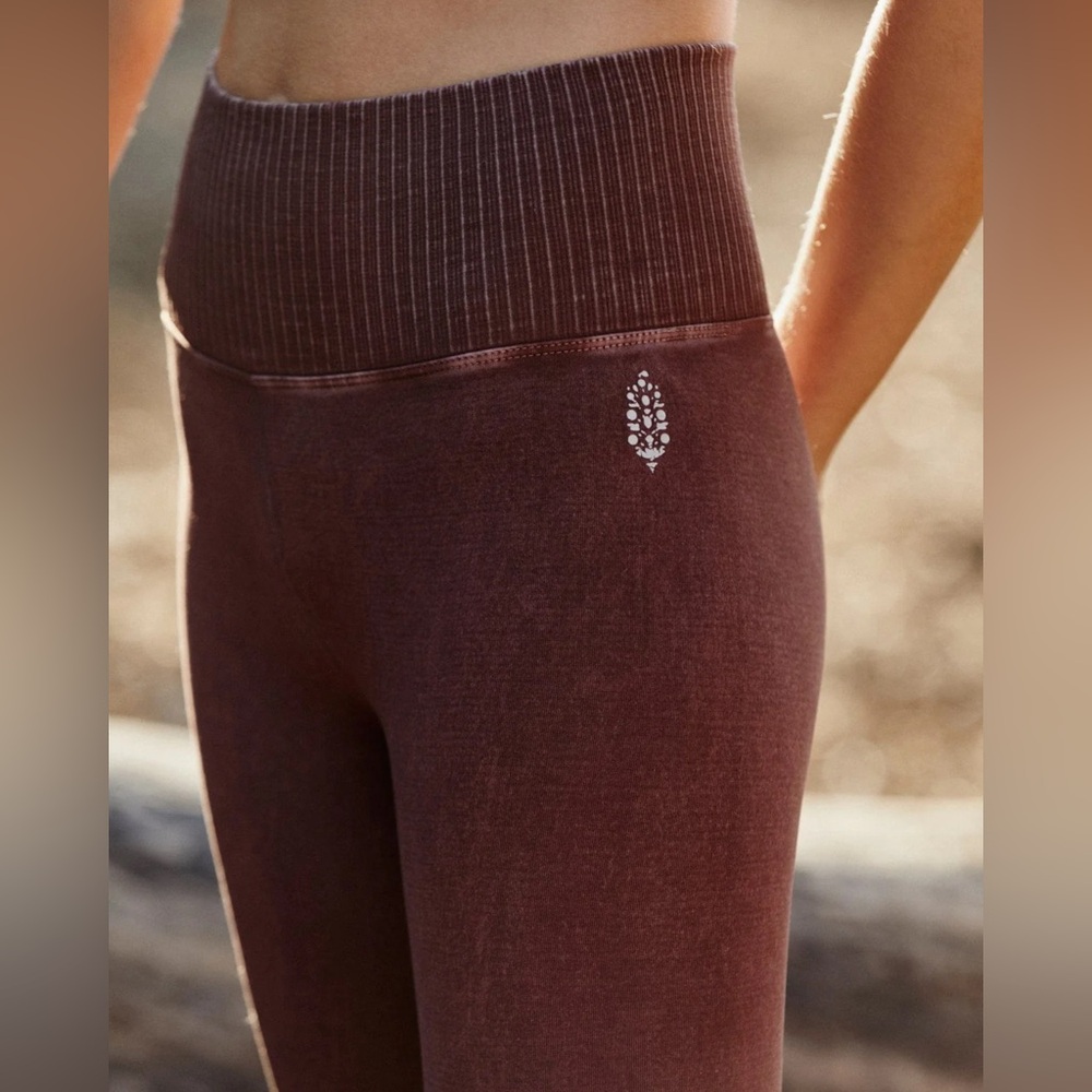 Free People Movement Good Karma Leggings High‎ waisted size M Brown - Picture 3 of 8